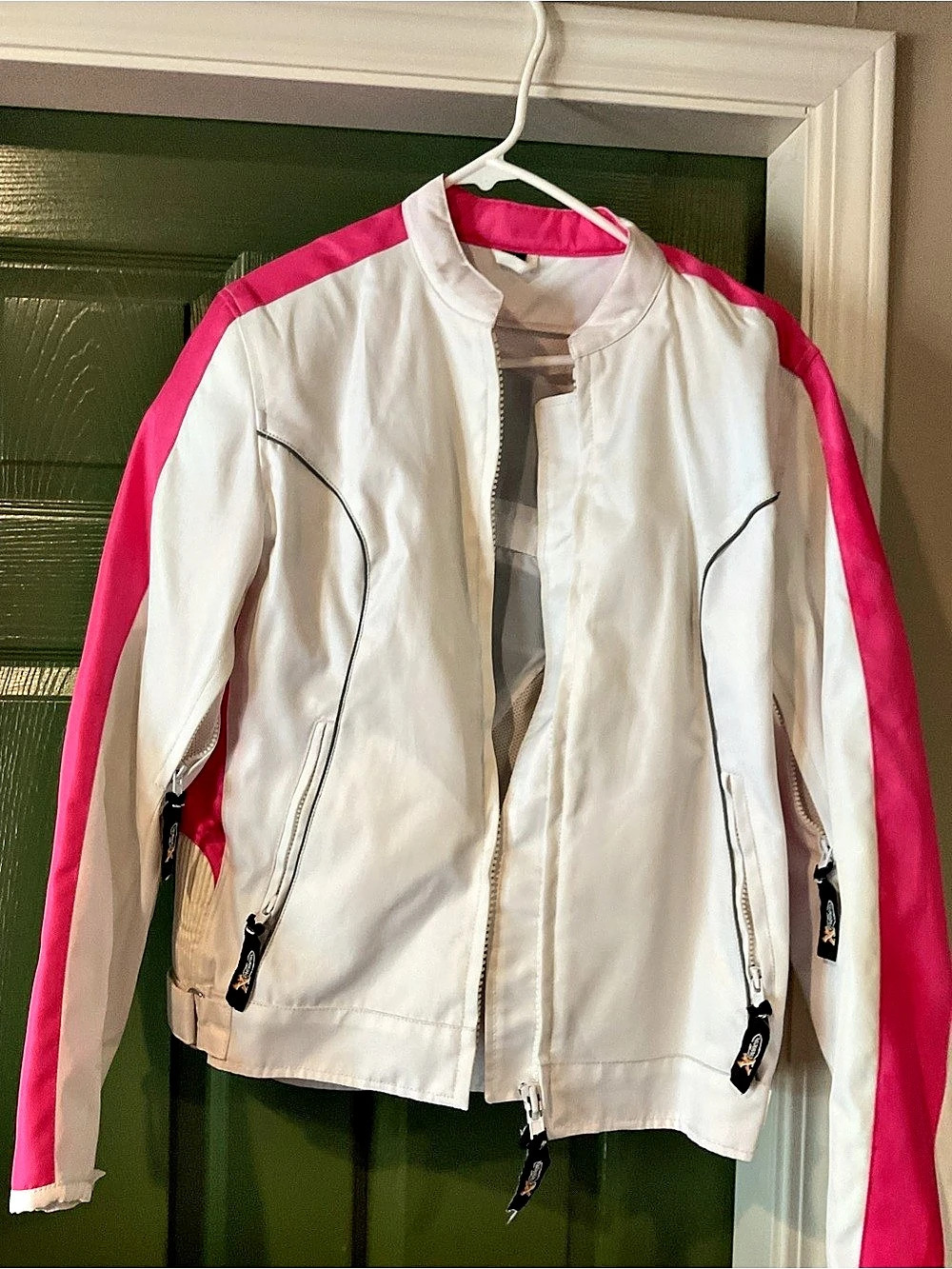 Xelement Women's Tribal Heart Tri-Tex White and Pink Motorcycle Jacket & Pink si